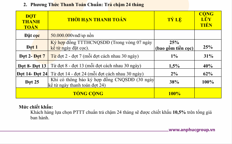 chính sách và phương thức thanh toán đức hòa new city